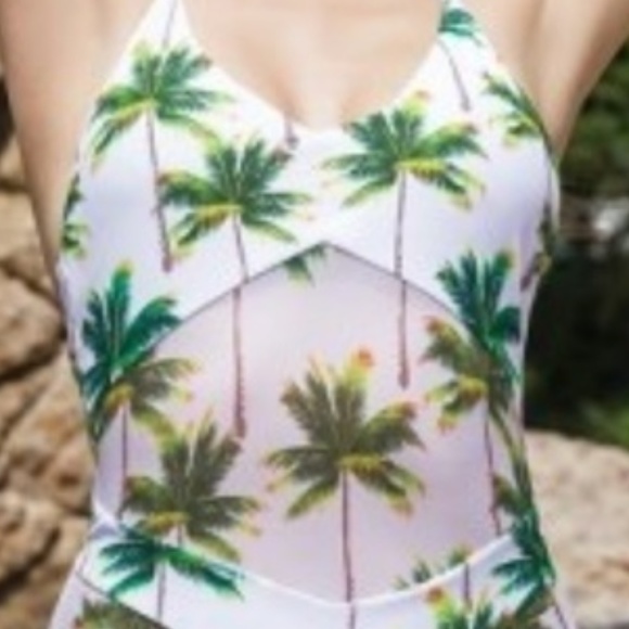 PALM PRINT ONE PIECE SWIMSUIT - Picture 2 of 3